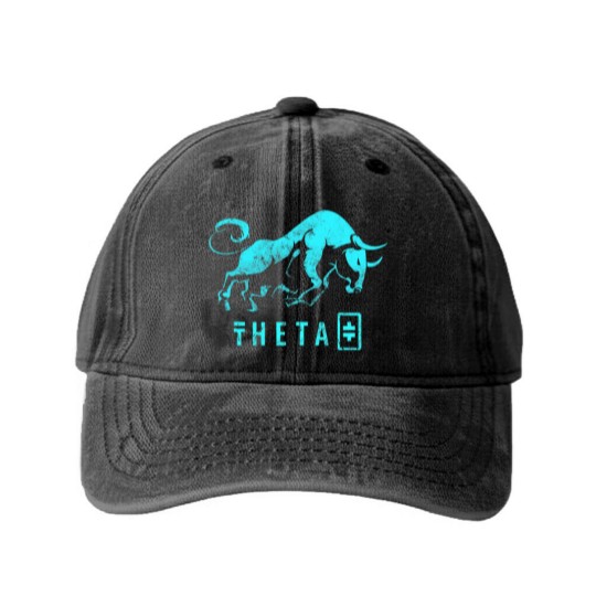 Discover THETA Crypto BULLRUN Blockchain Token Washed Denim Baseball Caps