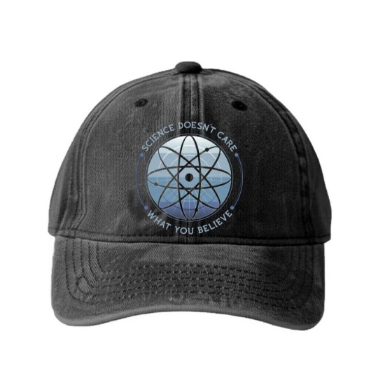 Discover Science Doesn't Care Washed Denim Baseball Caps