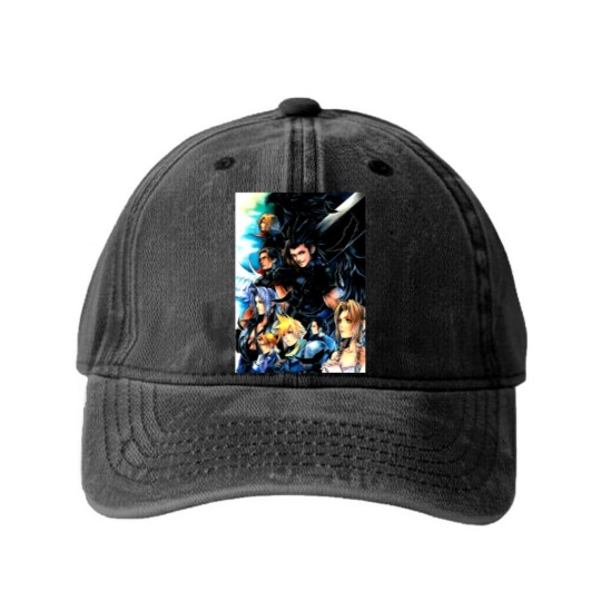 Discover Final Fantasy VII Crisis Core Washed Denim Baseball Caps