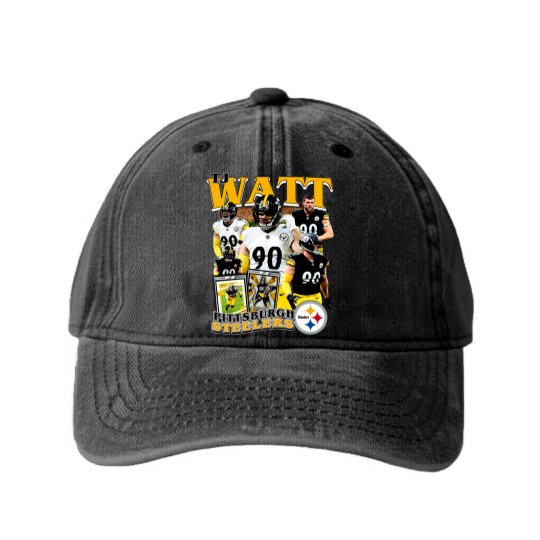 Discover Vintage 90s Graphic Style T. J. Watt Washed Denim Baseball Caps, Football Washed Denim Baseball Caps