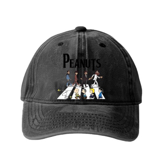 Discover The peanut walking Abbey Road Washed Denim Baseball Caps Washed Denim Baseball Caps