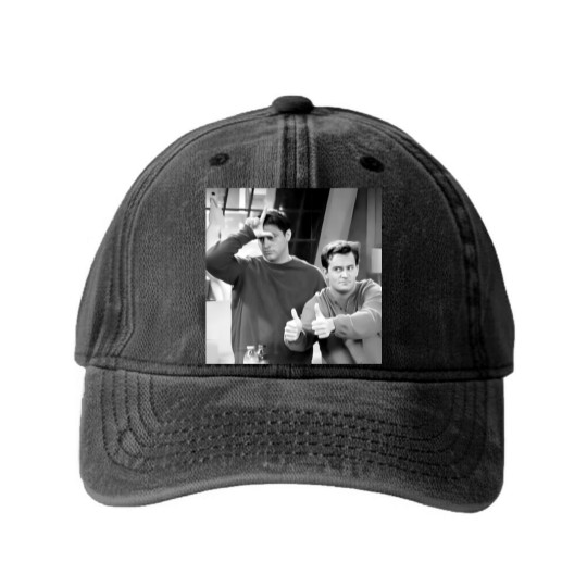 Discover Chand.ler Retro Friends Washed Denim Baseball Caps , Chand.ler Bing graphic Washed Denim Baseball Caps