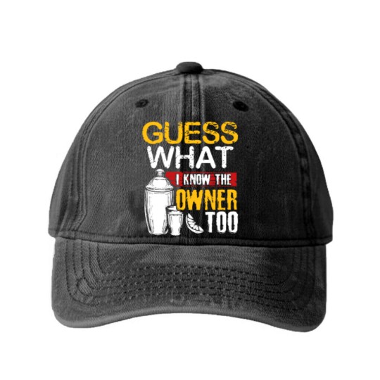 Discover Guess What I Know The Owner Too Waitress Washed Denim Baseball Caps