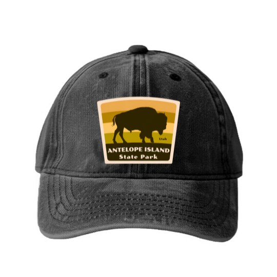 Discover antelope island state park utah bison herd souvenir Washed Denim Baseball Caps