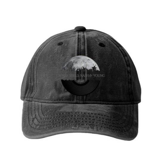 Discover Crosby, Stills, Nash Young moon - Crosby Stills Nash Young Moon - Washed Denim Baseball Caps