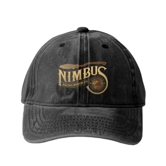 Discover Nimbus Racing Broom Company Unisex Washed Denim Baseball Caps Washed Denim Baseball Caps