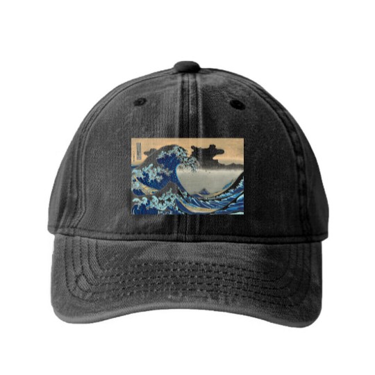Discover Hokusai great wave Washed Denim Baseball Caps