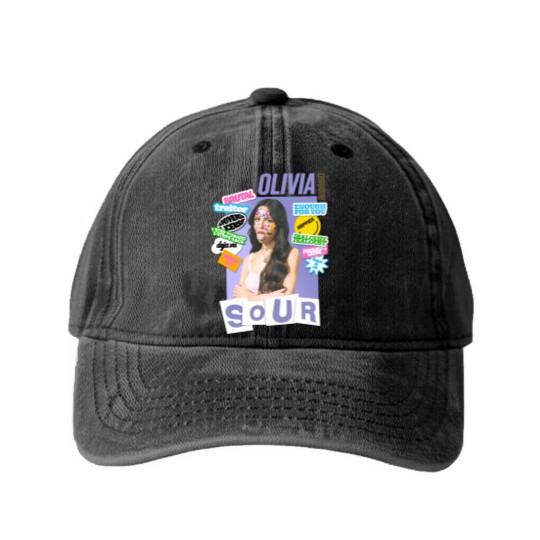 Discover Vintage Olivia Rodrigo Washed Denim Baseball Caps, Olivia Rodrigo Sour Tour Music Washed Denim Baseball Caps
