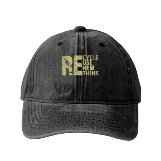 Discover Recycle Reuse Renew Rethink Earth Day Environmental Activism Washed Denim Baseball Caps