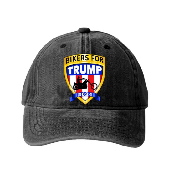 Discover Bikers for Trump 2024 American Washed Denim Baseball Caps