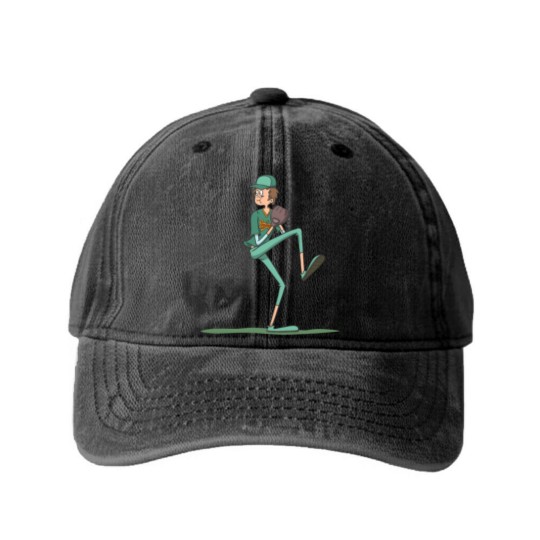 Discover Baseball pitcher throwing Washed Denim Baseball Caps