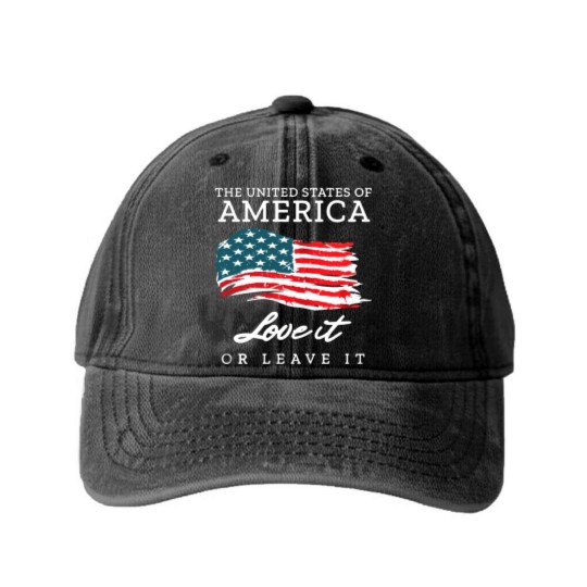 Discover The United States Of America Love It Or Leave It Washed Denim Baseball Caps