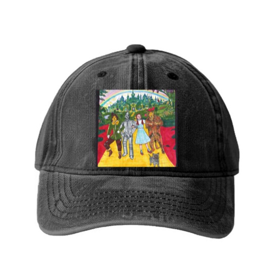 Discover Wizard Of Oz- Yellow Brick Road Graphic  Dress Washed Denim Baseball Caps