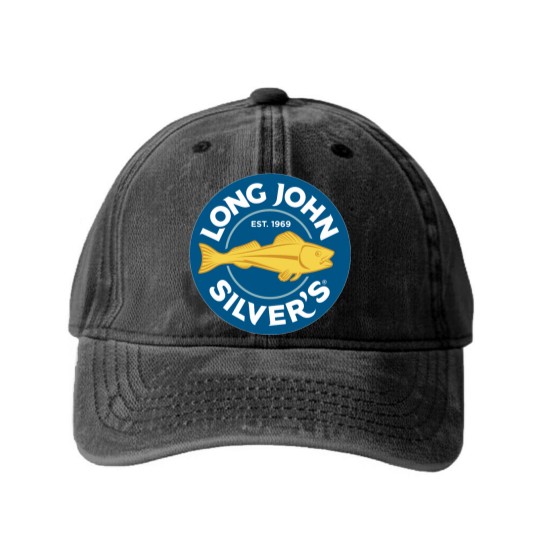 Discover Long John Silvers Restaurant Logo Washed Denim Baseball Caps