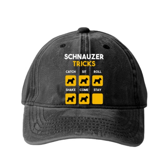 Discover Stubborn Schnauzer Tricks Funny Gift for Shnauzer Washed Denim Baseball Caps