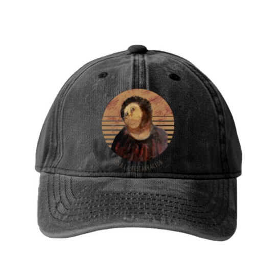 Discover Viva La Restauracion Jesus Fresco Restoration Fail Meme | Active Washed Denim Baseball Caps
