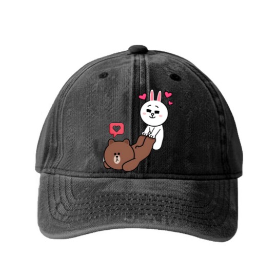 Discover Brown and Cony Love Washed Denim Baseball Caps