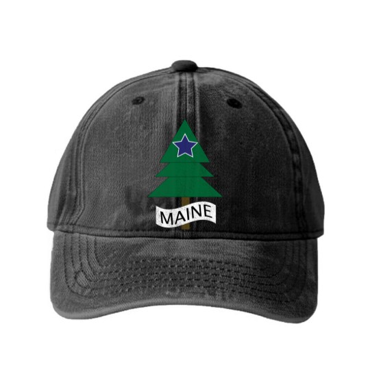Discover 1901 Maine State Flag Remix Distressed Vintage - Maine - Washed Denim Baseball Caps