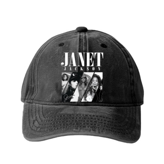 Discover Janet Jackson Signature Washed Denim Baseball Caps, 90s Vintage Janet Jackson Washed Denim Baseball Caps