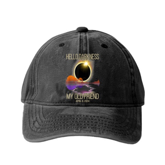 Discover Hello Darkness My Old Friend Solar Eclipse April Washed Denim Baseball Caps
