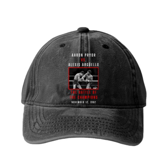 Discover aaron pryor vs alexis arguello Washed Denim Baseball Caps