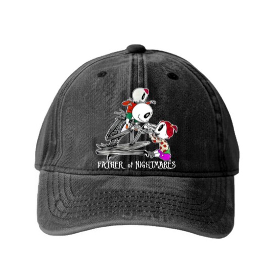Discover Father Of Nightmares Vintage Washed Denim Baseball Caps, Skellington Washed Denim Baseball Caps