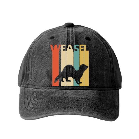 Discover Vintage Weasel Animal Silhouette Washed Denim Baseball Caps