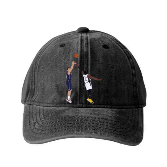 Discover Luka Doncic Game Winner Over the Washed Denim Baseball Caps