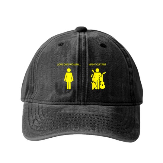 Discover love one woman many guitars funny Washed Denim Baseball Caps