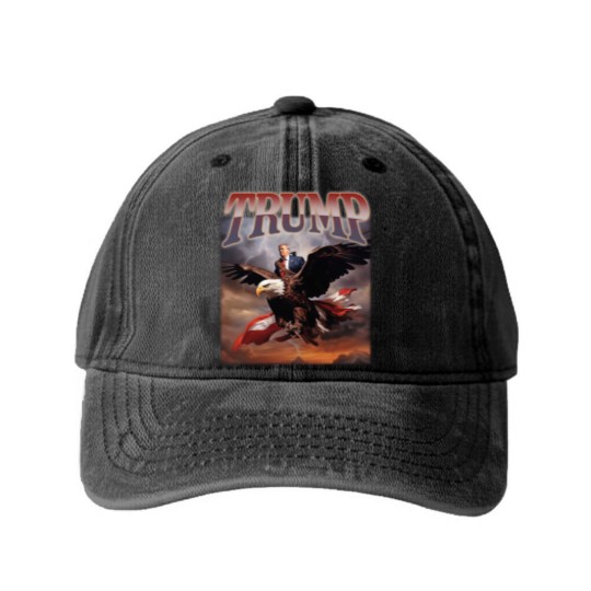 Discover Donald Trump Eagle Washed Denim Baseball Caps Top Funny Election Campaign 2024