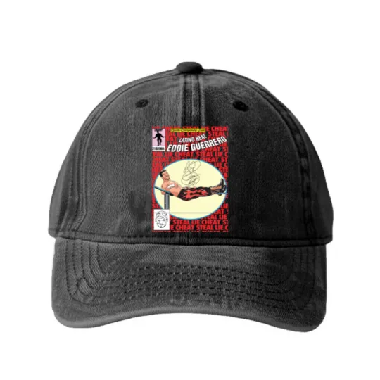 Discover Rare Eddie Guerrero Washed Denim Baseball Caps Cotton Unisex S-5XL Washed Denim Baseball Caps