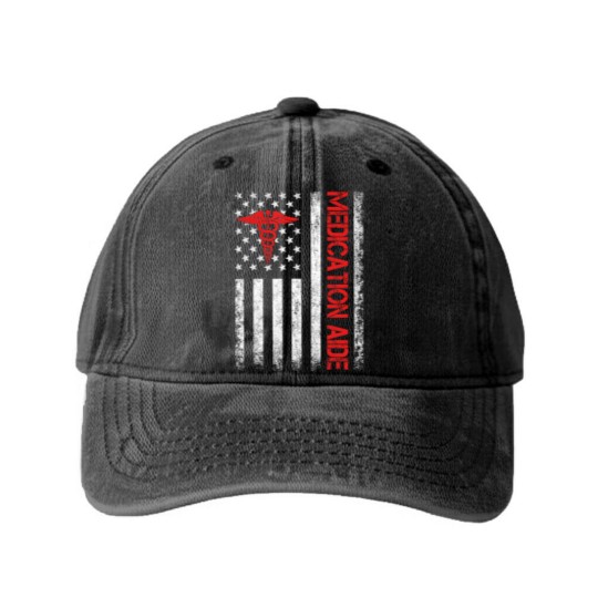 Discover medication aide american flag med aide medication aides Washed Denim Baseball Caps