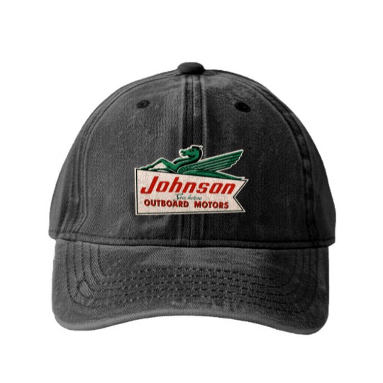 Discover JOHNSON VINTAGE OUTBOARD MOTORS USA Washed Denim Baseball Caps