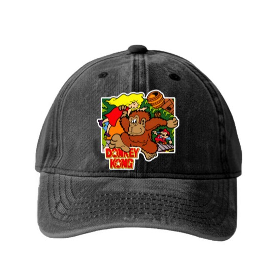 Discover Donkey Kong Arcade Game Washed Denim Baseball Caps, Donkey Kong Party Washed Denim Baseball Caps