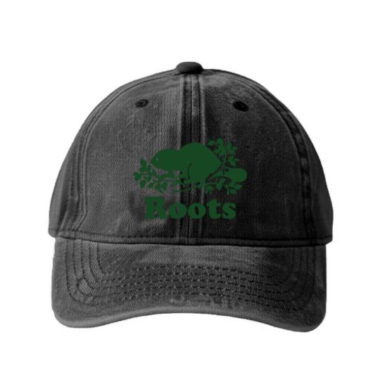 Discover Roots Canada Washed Denim Baseball Caps