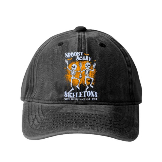 Discover spooky scary skeletons send shivers down your spine Washed Denim Baseball Caps