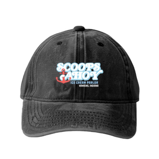 Discover Scoops ahoy ice cream Washed Denim Baseball Caps