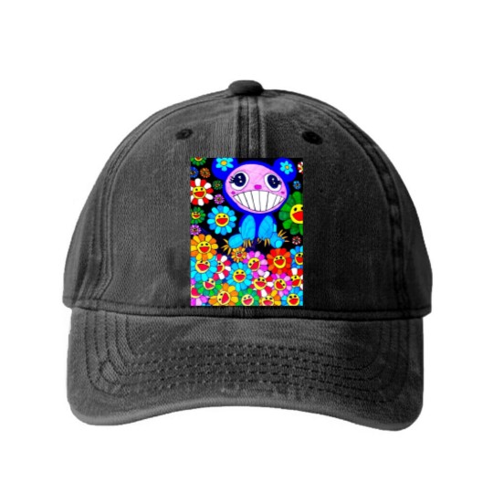Discover Murakami paint art Canvas Print Washed Denim Baseball Caps