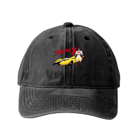 Discover Racer X Tribute to Original 60s Speed Racer Cartoon Series Washed Denim Baseball Caps