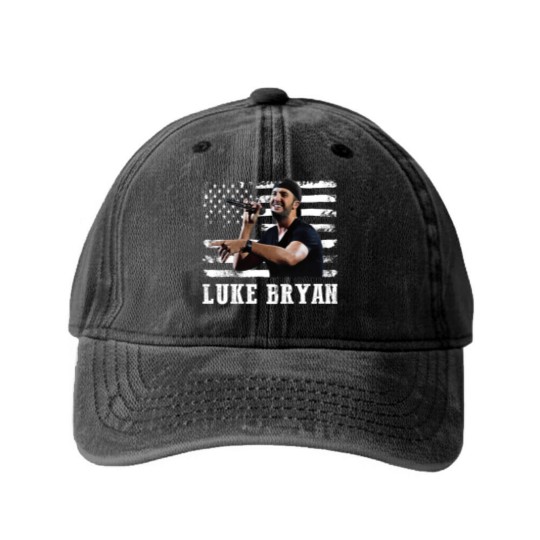 Discover Distressed American Flag Music Luke Legend Washed Denim Baseball Caps