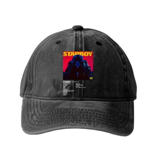 Discover Minimalist Album Music Washed Denim Baseball Caps, Weeknds Starboy Tour Album