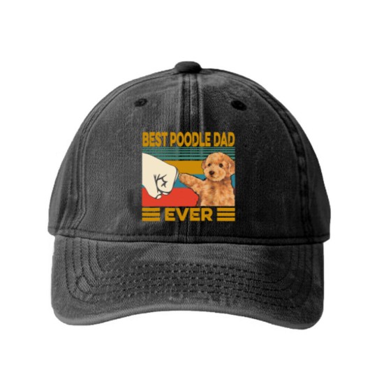 Discover Poodles Vintage Best Poodle Dad Ever dog lover Fathers Day 211 Poodle dog Washed Denim Baseball Caps