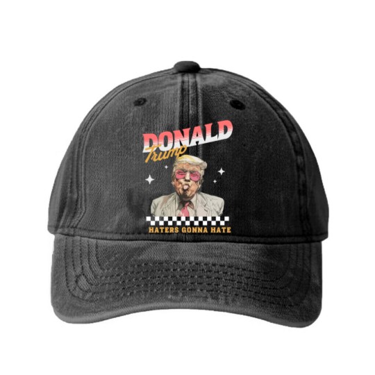 Discover Donald Trump Haters Gonna Hate Washed Denim Baseball Caps, Trump 2024 Washed Denim Baseball Caps
