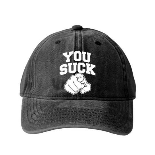 Discover you suck Washed Denim Baseball Caps