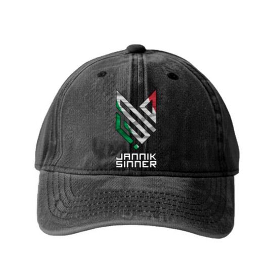 Discover Jannik Sinner - Italy Logo Washed Denim Baseball Caps