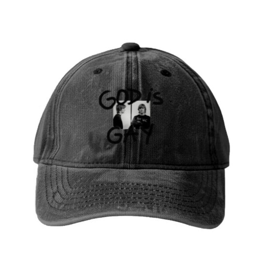 Discover God Is Gay Kurt Cobain Sticker Washed Denim Baseball Caps