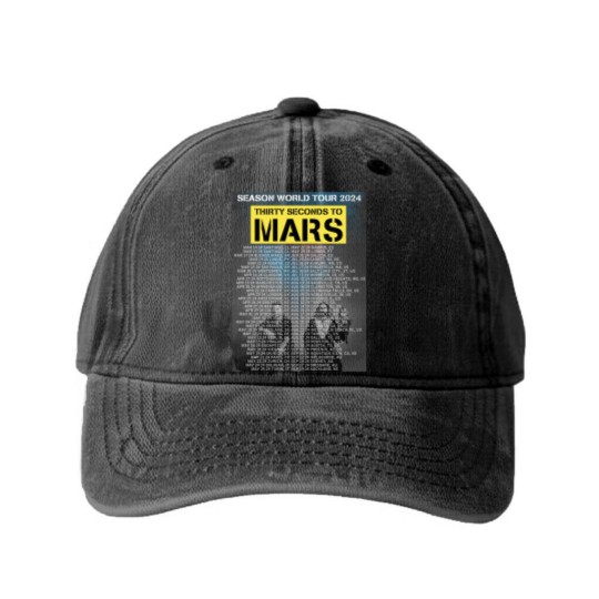 Discover THIRTY SECONDS TO MARS - SEASONS WORLD TOUR 2024 Washed Denim Baseball Caps
