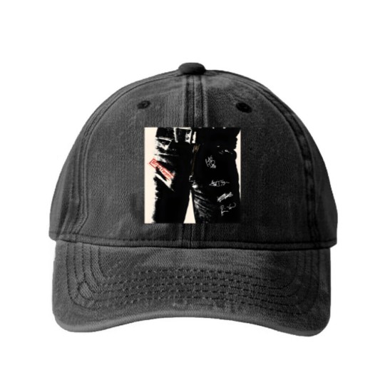 Discover Sticky Fingers album vintage Washed Denim Baseball Caps