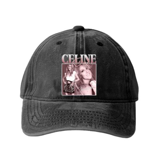 Discover Célines Dions Pop Music Diva Legend 80s Limited Washed Denim Baseball Caps