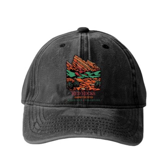 Discover red rocks amphitheater morrison colorado poster art Washed Denim Baseball Caps
